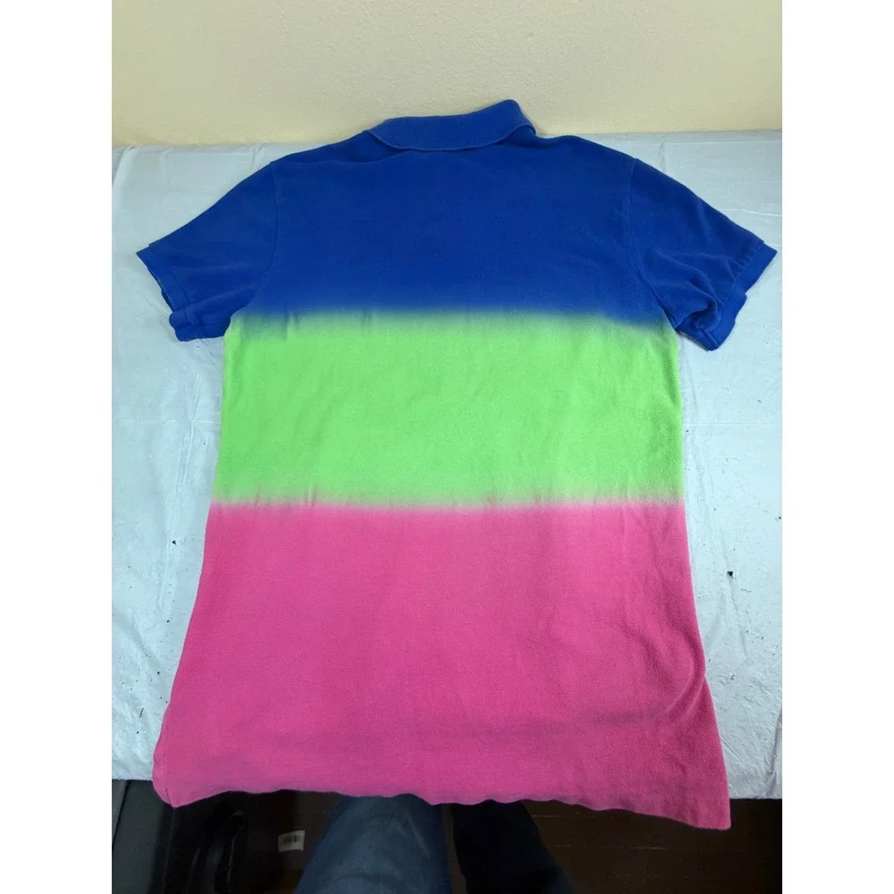 Polo Ralph Lauren Mens Custom Fit Ombre Polo Shirt Blue Green Pink Size M